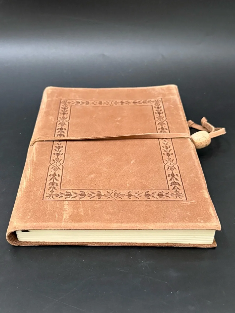 Barnes & Noble Brown Tooled Leather with Bead Journal Notebook